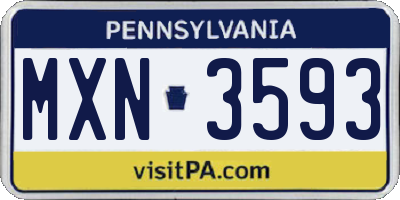 PA license plate MXN3593