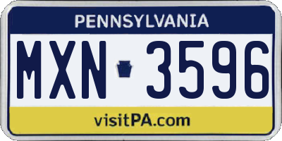 PA license plate MXN3596