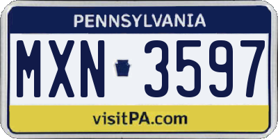 PA license plate MXN3597