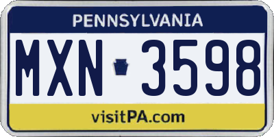 PA license plate MXN3598