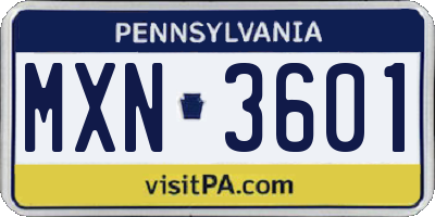 PA license plate MXN3601