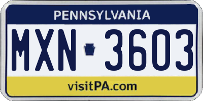 PA license plate MXN3603