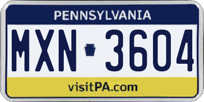 PA license plate MXN3604