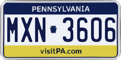 PA license plate MXN3606