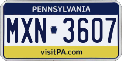 PA license plate MXN3607