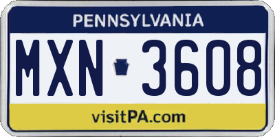 PA license plate MXN3608