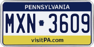 PA license plate MXN3609