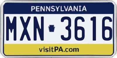 PA license plate MXN3616
