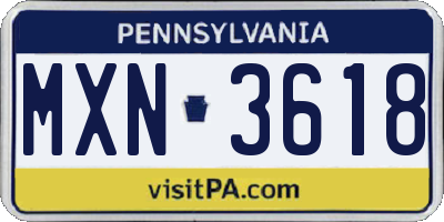 PA license plate MXN3618