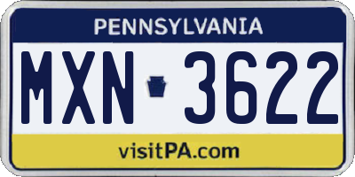 PA license plate MXN3622