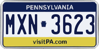 PA license plate MXN3623