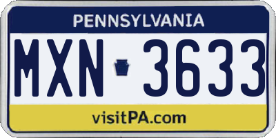 PA license plate MXN3633