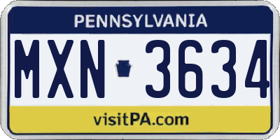 PA license plate MXN3634