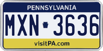 PA license plate MXN3636