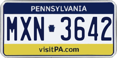 PA license plate MXN3642