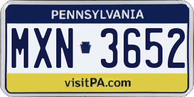 PA license plate MXN3652