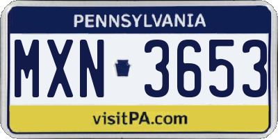 PA license plate MXN3653