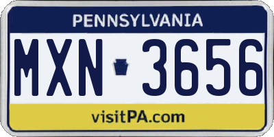 PA license plate MXN3656