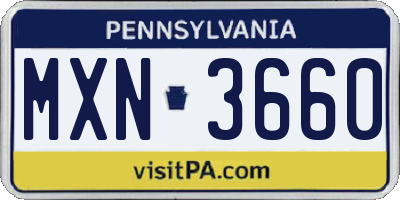 PA license plate MXN3660