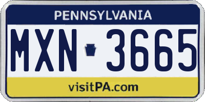 PA license plate MXN3665
