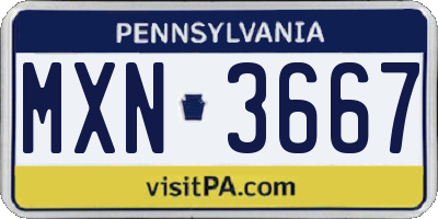 PA license plate MXN3667