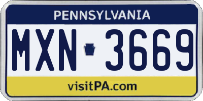 PA license plate MXN3669