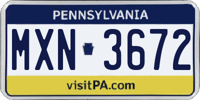 PA license plate MXN3672