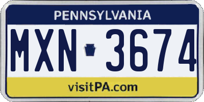 PA license plate MXN3674
