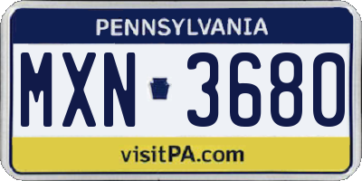PA license plate MXN3680