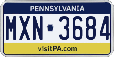 PA license plate MXN3684