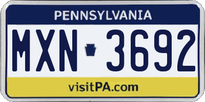 PA license plate MXN3692