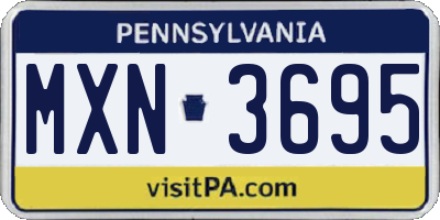 PA license plate MXN3695