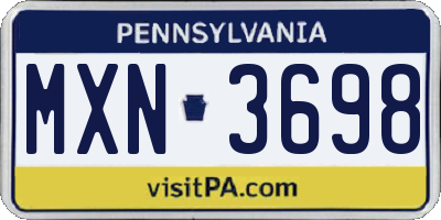 PA license plate MXN3698