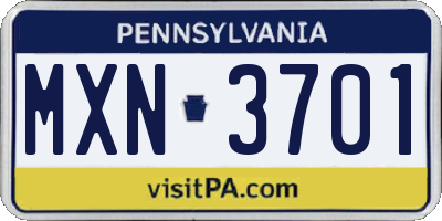 PA license plate MXN3701