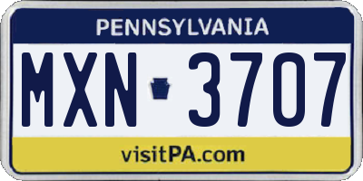 PA license plate MXN3707