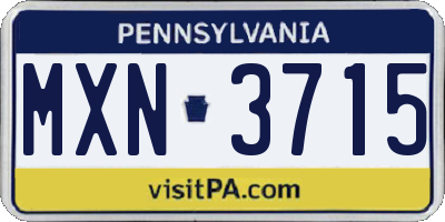 PA license plate MXN3715
