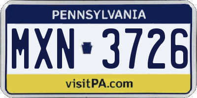 PA license plate MXN3726