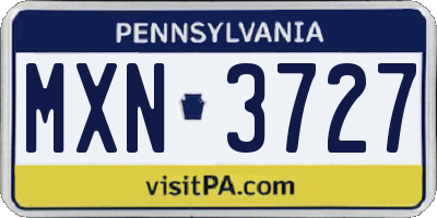 PA license plate MXN3727
