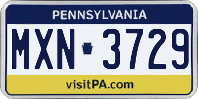 PA license plate MXN3729