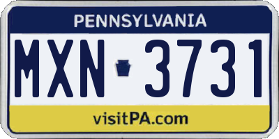 PA license plate MXN3731