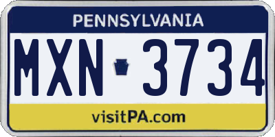 PA license plate MXN3734