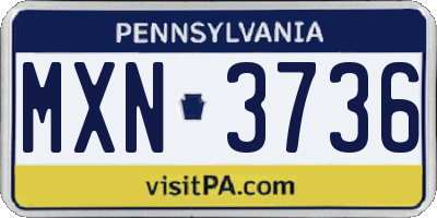 PA license plate MXN3736