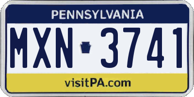 PA license plate MXN3741