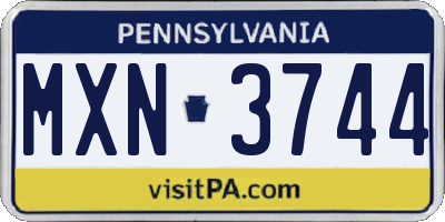 PA license plate MXN3744