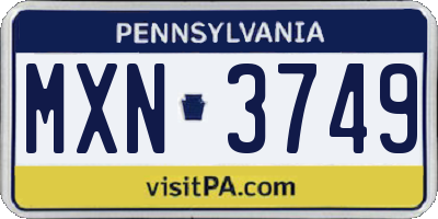 PA license plate MXN3749