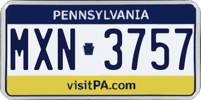 PA license plate MXN3757