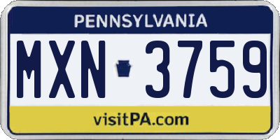 PA license plate MXN3759