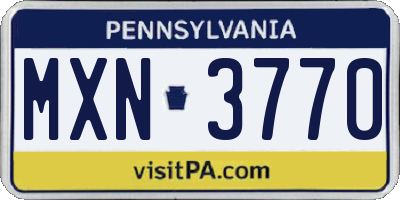 PA license plate MXN3770