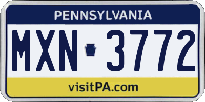 PA license plate MXN3772