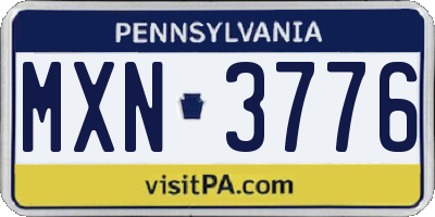 PA license plate MXN3776